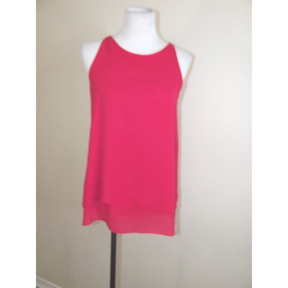 Saint Tropez West Womens Camisole TOP - Size MEDIUM - Red Sleeveless Blouse Zip
